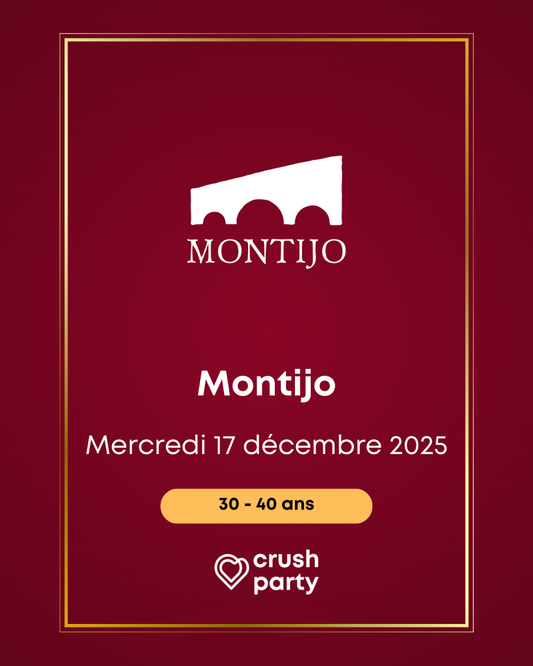 Soirée célibataires Crush Party au Montijo à Paris pour les 30 à 40 ans le mercredi 17 décembre 2025